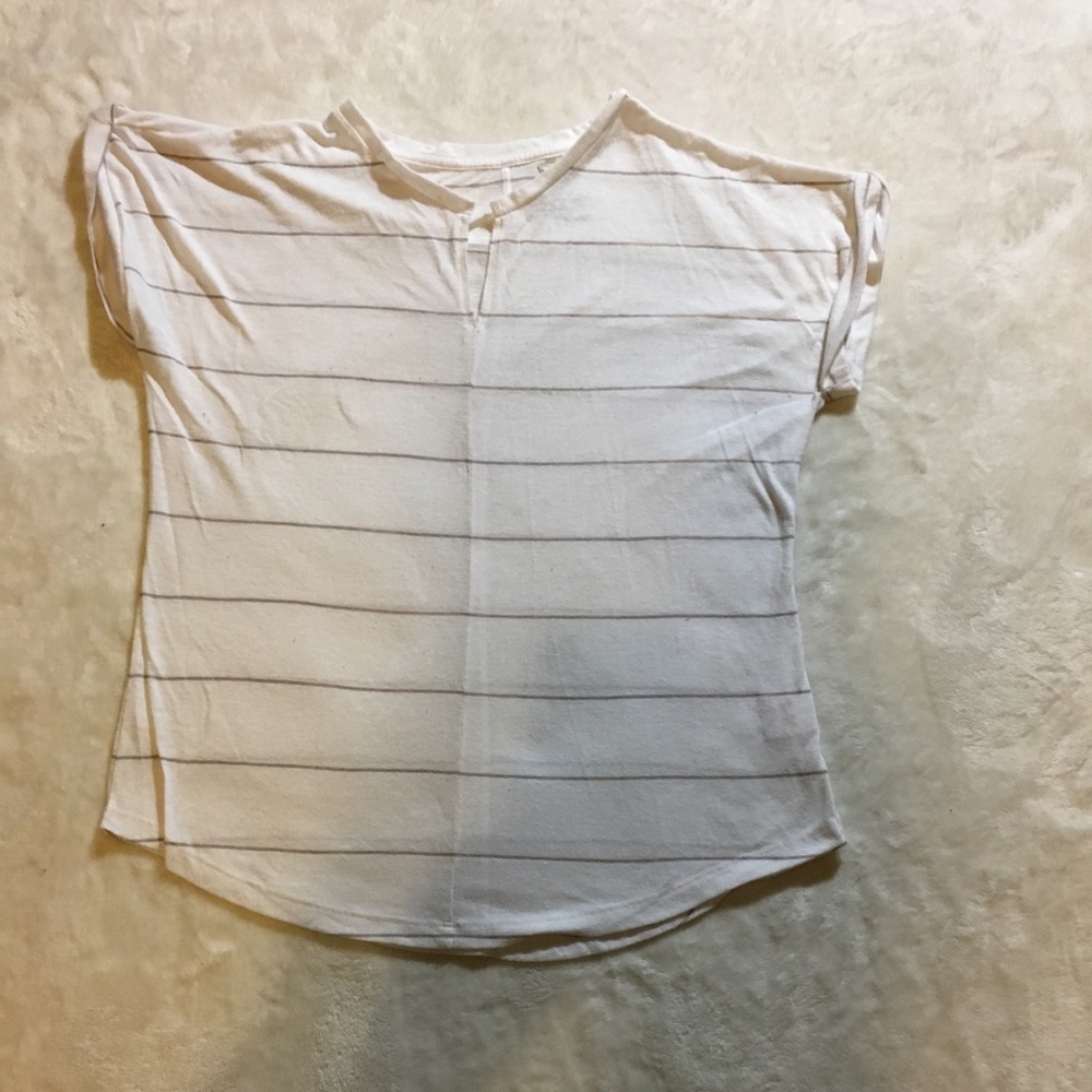 V cut striped top